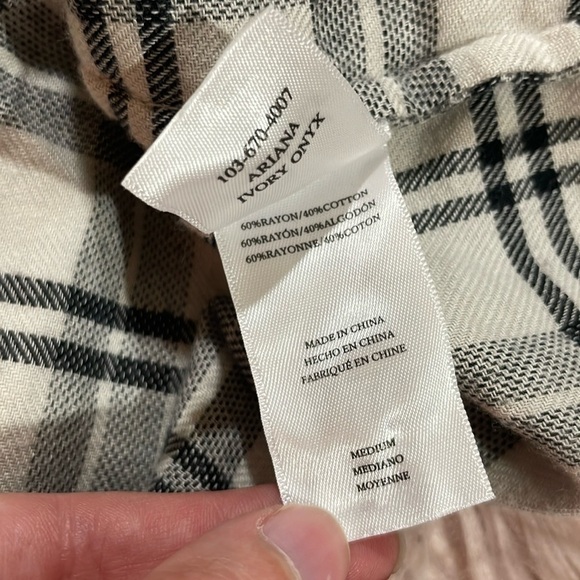 Rails Ariana Plaid Long Sleeve Top Ivory Onyx - Picture 4 of 8